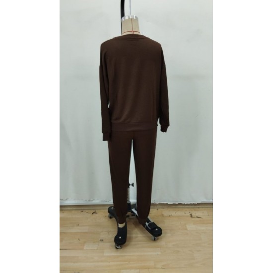 Kadın Uzun Kollu V Yakalı Viskon Iki Iplik Bluz Ve Pantolon Ikili Takım , 28801