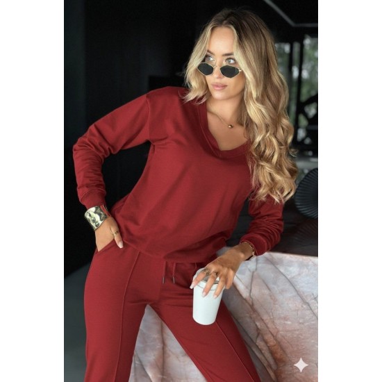 Kadın Uzun Kollu V Yakalı Viskon Iki Iplik Bluz Ve Pantolon Ikili Takım , 28800