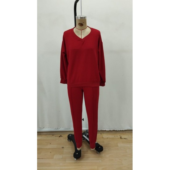Kadın Uzun Kollu V Yakalı Viskon Iki Iplik Bluz Ve Pantolon Ikili Takım , 28800