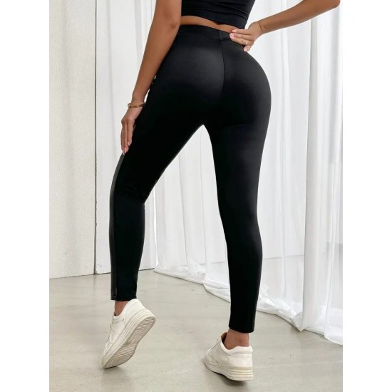 Kadın Yüksek Bel Yan şerit Deri Detay Fermuarlı Dalgıç Tayt , 28797 Kadın Yüksek Bel Yan şerit Deri Detay Fermuarlı Dalgıç Tayt , 28797