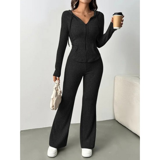 Kadın Uzun Kollu Kapşonlu önden Fermuarlı Kaşkorse Bluz Ve Pantolon Ikili Takım, 28787 Kadın Uzun Kollu Kapşonlu önden Fermuarlı Kaşkorse Bluz Ve Pantolon Ikili Takım, 28787