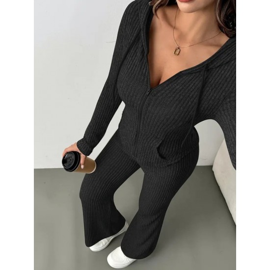 Kadın Uzun Kollu Kapşonlu önden Fermuarlı Kaşkorse Bluz Ve Pantolon Ikili Takım, 28787 Kadın Uzun Kollu Kapşonlu önden Fermuarlı Kaşkorse Bluz Ve Pantolon Ikili Takım, 28787