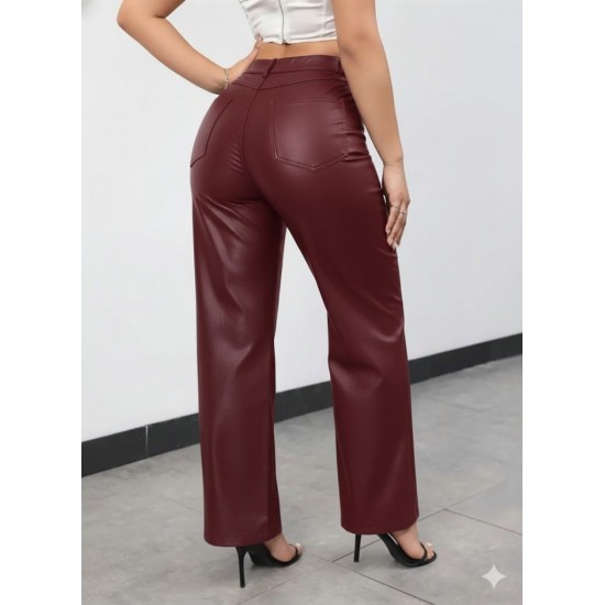 Kadın Yüksek Bel Cepli Deri Pantolon , 28806 Kadın Yüksek Bel Cepli Deri Pantolon , 28806