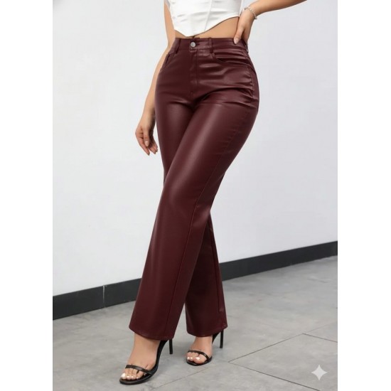 Kadın Yüksek Bel Cepli Deri Pantolon , 28806 Kadın Yüksek Bel Cepli Deri Pantolon , 28806