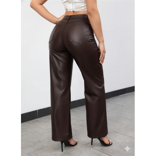 Kadın Yüksek Bel Cepli Deri Pantolon , 28805 Kadın Yüksek Bel Cepli Deri Pantolon , 28805