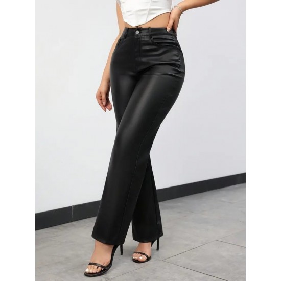 Kadın Yüksek Bel Cepli Deri Pantolon , 28803 Kadın Yüksek Bel Cepli Deri Pantolon , 28803