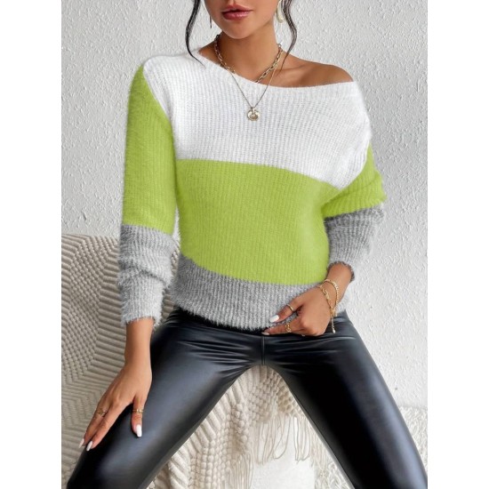 Kadın Uzun Kollu Kayık Yaka çok Renkli Triko Bluz, 28809 Kadın Uzun Kollu Kayık Yaka çok Renkli Triko Bluz, 28809