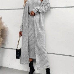 Kadın Uzun Kollu Yarı Balıkçı Yaka şardonlu Kaşkorse Elbise Ve Uzun Hırka Ikili Takım , 22457 Kadın Uzun Kollu Yarı Balıkçı Yaka şardonlu Kaşkorse Elbise Ve Uzun Hırka Ikili Takım , 22457