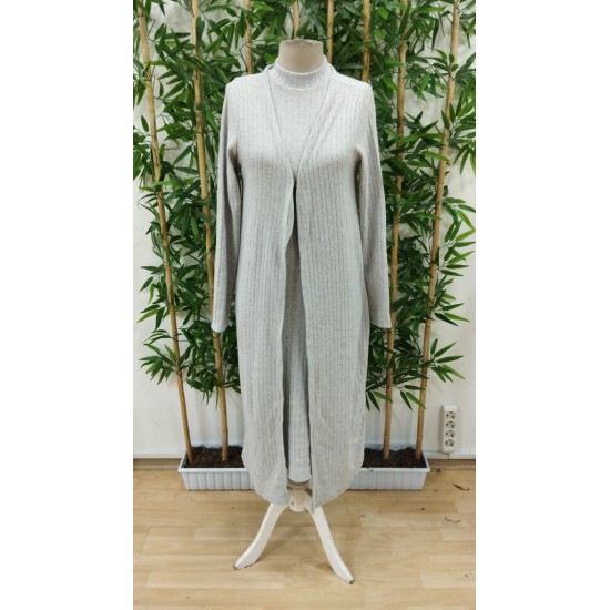 Kadın Uzun Kollu Yarı Balıkçı Yaka şardonlu Kaşkorse Elbise Ve Uzun Hırka Ikili Takım , 22457 Kadın Uzun Kollu Yarı Balıkçı Yaka şardonlu Kaşkorse Elbise Ve Uzun Hırka Ikili Takım , 22457