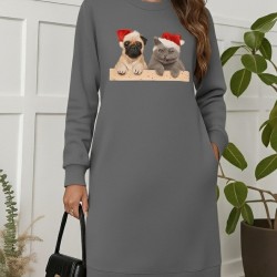 Kadın Uzun Kollu Bisiklet Yaka Desenli Viskon Iki Iplik Bluz, 28821