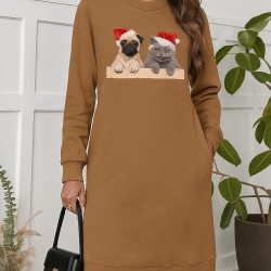 Kadın Uzun Kollu Bisiklet Yaka Desenli Viskon Iki Iplik Bluz, 28820