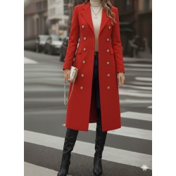 Kadın Uzun Kollu Yakalı önden Düğmeli Midi Kaşe Kaban, 28831