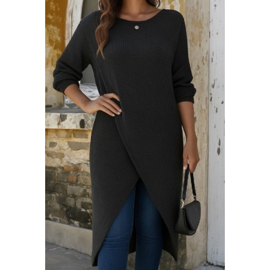 Kadın Uzun Kollu Bisiklet Yakalı önden çapraz Kesim Detaylı Midi Triko Elbise , 28829 Kadın Uzun Kollu Bisiklet Yakalı önden çapraz Kesim Detaylı Midi Triko Elbise , 28829