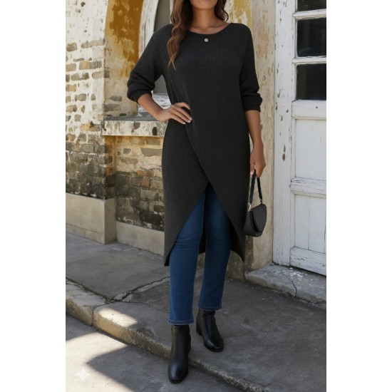 Kadın Uzun Kollu Bisiklet Yakalı önden çapraz Kesim Detaylı Midi Triko Elbise , 28829 Kadın Uzun Kollu Bisiklet Yakalı önden çapraz Kesim Detaylı Midi Triko Elbise , 28829