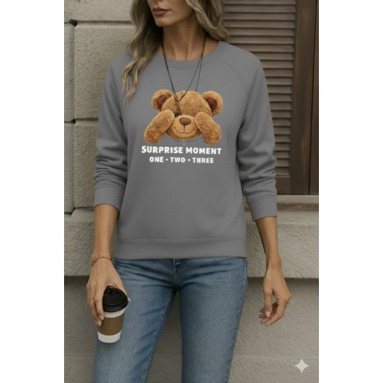 Kadın Uzun Kollu Bisiklet Yaka Ayıcık Desenli Viskon Iki Iplik Bluz , 28841 Kadın Uzun Kollu Bisiklet Yaka Ayıcık Desenli Viskon Iki Iplik Bluz , 28841