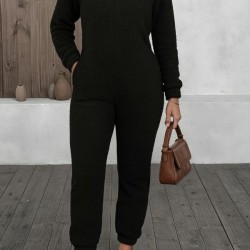 Kadın Uzun Kollu Kapüşonlu Tavşan Kulak Detaylı Peluş Tulum, 28837