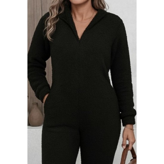 Kadın Uzun Kollu Kapüşonlu Tavşan Kulak Detaylı Peluş Tulum, 28837 Kadın Uzun Kollu Kapüşonlu Tavşan Kulak Detaylı Peluş Tulum, 28837