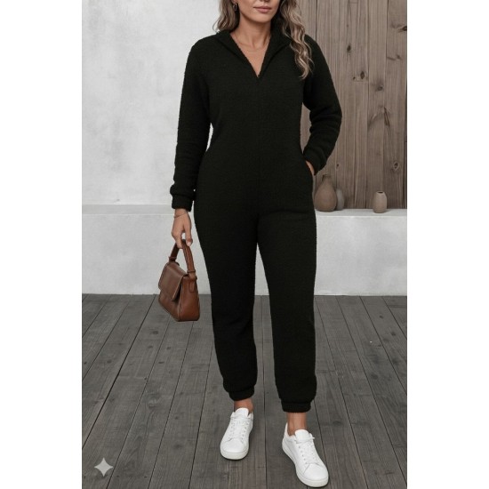 Kadın Uzun Kollu Kapüşonlu Tavşan Kulak Detaylı Peluş Tulum, 28837 Kadın Uzun Kollu Kapüşonlu Tavşan Kulak Detaylı Peluş Tulum, 28837