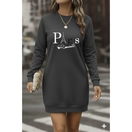 Kadın Uzun Kollu Bisiklet Yaka Yazılı Kısa Viskon Iki Iplik Elbise, 28845 Kadın Uzun Kollu Bisiklet Yaka Yazılı Kısa Viskon Iki Iplik Elbise, 28845