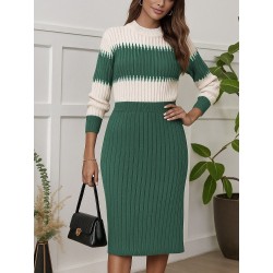 Kadın Uzun Kollu Triko Etekli Takım, 28871