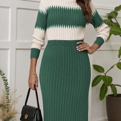 Kadın Uzun Kollu Triko Etekli Takım, 28871