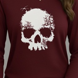 Kadın Uzun Kollu Bisiklet Yaka Kurukafa Desenli Viskon Bluz , 28869 Kadın Uzun Kollu Bisiklet Yaka Kurukafa Desenli Viskon Bluz , 28869