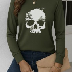 Kadın Uzun Kollu Bisiklet Yaka Kurukafa Desenli Viskon Bluz , 28867 Kadın Uzun Kollu Bisiklet Yaka Kurukafa Desenli Viskon Bluz , 28867