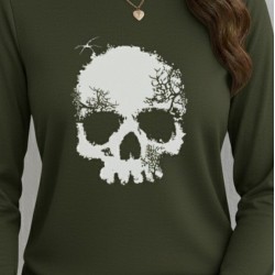 Kadın Uzun Kollu Bisiklet Yaka Kurukafa Desenli Viskon Bluz , 28867 Kadın Uzun Kollu Bisiklet Yaka Kurukafa Desenli Viskon Bluz , 28867