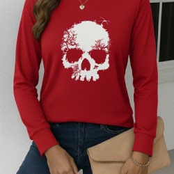 Kadın Uzun Kollu Bisiklet Yaka Kurukafa Desenli Viskon Bluz , 28866 Kadın Uzun Kollu Bisiklet Yaka Kurukafa Desenli Viskon Bluz , 28866