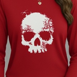 Kadın Uzun Kollu Bisiklet Yaka Kurukafa Desenli Viskon Bluz , 28866 Kadın Uzun Kollu Bisiklet Yaka Kurukafa Desenli Viskon Bluz , 28866