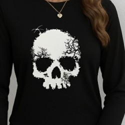 Kadın Uzun Kollu Bisiklet Yaka Kurukafa Desenli Viskon Bluz , 28865 Kadın Uzun Kollu Bisiklet Yaka Kurukafa Desenli Viskon Bluz , 28865