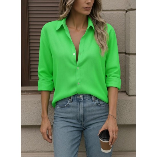 Kadın Uzun Kollu Yakalı önden Düğmeli Gömlek, 28864