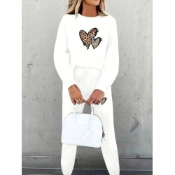 Kadın Uzun Kollu Bisiklet Yaka Kalp Desenli şardonlu üç Iplik Bluz Ve Pantolon Ikili Takım, 28874 Kadın Uzun Kollu Bisiklet Yaka Kalp Desenli şardonlu üç Iplik Bluz Ve Pantolon Ikili Takım, 28874