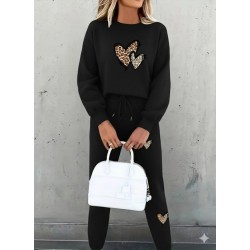 Kadın Uzun Kollu Bisiklet Yaka Kalp Desenli şardonlu üç Iplik Bluz Ve Pantolon Ikili Takım , 28873 Kadın Uzun Kollu Bisiklet Yaka Kalp Desenli şardonlu üç Iplik Bluz Ve Pantolon Ikili Takım , 28873