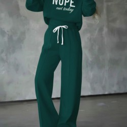 Kadın Uzun Kollu Nope Baskılı Beli Ribanalı Ikili Takım , 28897