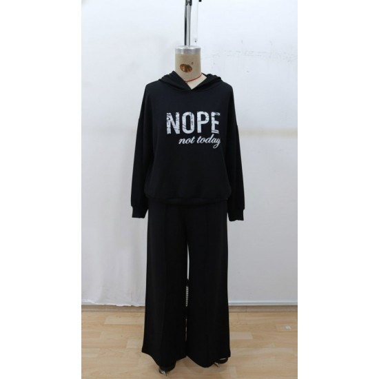 Kadın Uzun Kollu Nope Baskılı Beli Ribanalı Ikili Takım , 28896 Kadın Uzun Kollu Nope Baskılı Beli Ribanalı Ikili Takım , 28896