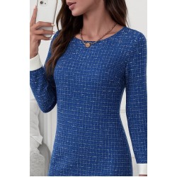 Kadın Uzun Kollu Yuvarlak Yaka Etek Ucu şerit Detaylı Mini Dokuma Elbise, 28891 Kadın Uzun Kollu Yuvarlak Yaka Etek Ucu şerit Detaylı Mini Dokuma Elbise, 28891