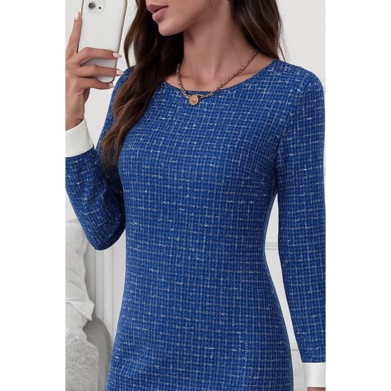 Kadın Uzun Kollu Yuvarlak Yaka Etek Ucu şerit Detaylı Mini Dokuma Elbise, 28891 Kadın Uzun Kollu Yuvarlak Yaka Etek Ucu şerit Detaylı Mini Dokuma Elbise, 28891