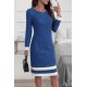 Kadın Uzun Kollu Yuvarlak Yaka Etek Ucu şerit Detaylı Mini Dokuma Elbise, 28891 Kadın Uzun Kollu Yuvarlak Yaka Etek Ucu şerit Detaylı Mini Dokuma Elbise, 28891