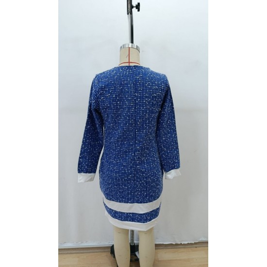 Kadın Uzun Kollu Yuvarlak Yaka Etek Ucu şerit Detaylı Mini Dokuma Elbise, 28891 Kadın Uzun Kollu Yuvarlak Yaka Etek Ucu şerit Detaylı Mini Dokuma Elbise, 28891