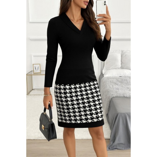 Kadın Uzun Kollu V Yaka Alt Tarafı Desenli Dalgıç Mini Boy Elbise, 28886 Kadın Uzun Kollu V Yaka Alt Tarafı Desenli Dalgıç Mini Boy Elbise, 28886