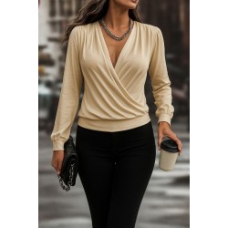 Kadın Uzun Kollu Kruvaze Yaka Sandy Bluz, 28885