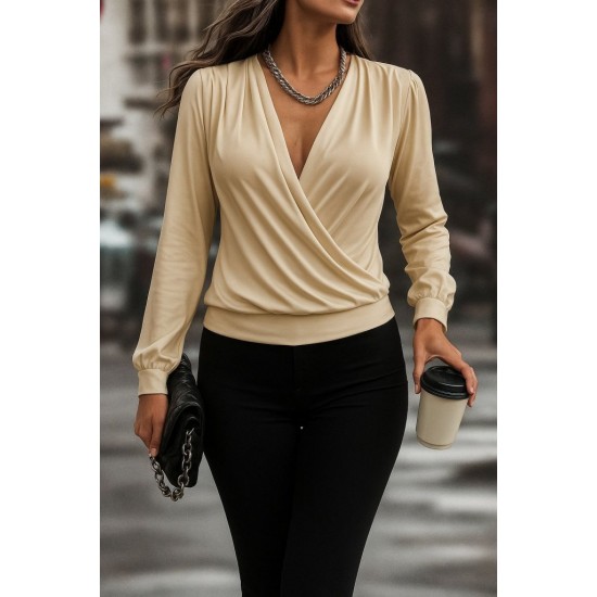 Kadın Uzun Kollu Kruvaze Yaka Sandy Bluz, 28885 Kadın Uzun Kollu Kruvaze Yaka Sandy Bluz, 28885