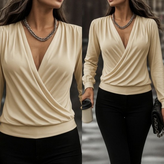 Kadın Uzun Kollu Kruvaze Yaka Sandy Bluz, 28885 Kadın Uzun Kollu Kruvaze Yaka Sandy Bluz, 28885