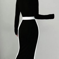 Kadın Uzun Kollu Geometrik Yaka Midi Ithal Krep Elbise , 28883 Kadın Uzun Kollu Geometrik Yaka Midi Ithal Krep Elbise , 28883