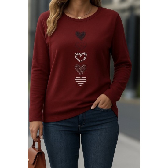 Kadın Uzun Kollu Bisiklet Yaka Desenli Viskon Bluz, 28905 Kadın Uzun Kollu Bisiklet Yaka Desenli Viskon Bluz, 28905