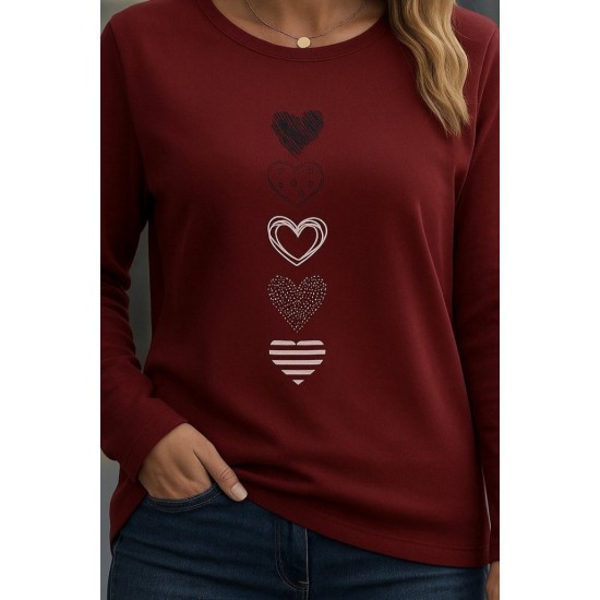 Kadın Uzun Kollu Bisiklet Yaka Desenli Viskon Bluz, 28905 Kadın Uzun Kollu Bisiklet Yaka Desenli Viskon Bluz, 28905