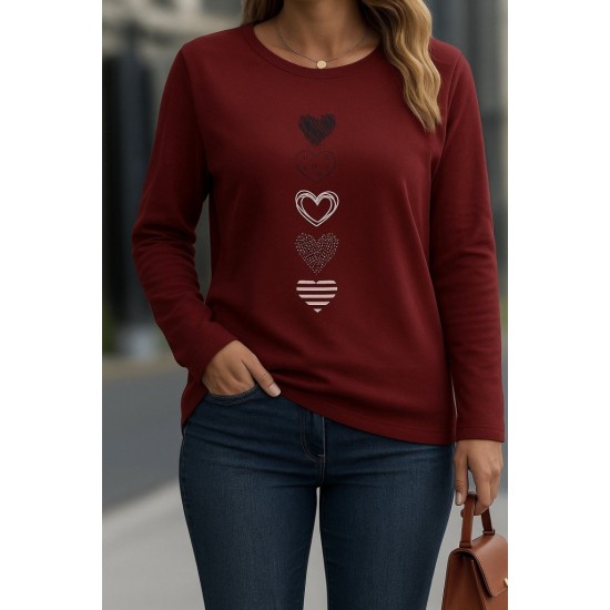 Kadın Uzun Kollu Bisiklet Yaka Desenli Viskon Bluz, 28905 Kadın Uzun Kollu Bisiklet Yaka Desenli Viskon Bluz, 28905