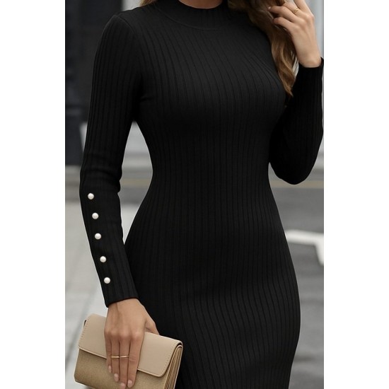 Kadın Uzun Kollu Yarı Balıkçı Yaka Kollar Düğme Detaylı Kısa şardonlu Kaşkorse Elbise , 28903 Kadın Uzun Kollu Yarı Balıkçı Yaka Kollar Düğme Detaylı Kısa şardonlu Kaşkorse Elbise , 28903