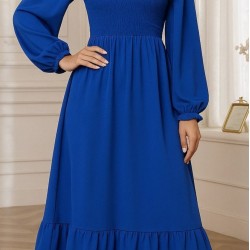 Kadın Uzun Kollu Kare Yakalı Gipeli Uzun Trikoton Elbise , 28901 Kadın Uzun Kollu Kare Yakalı Gipeli Uzun Trikoton Elbise , 28901